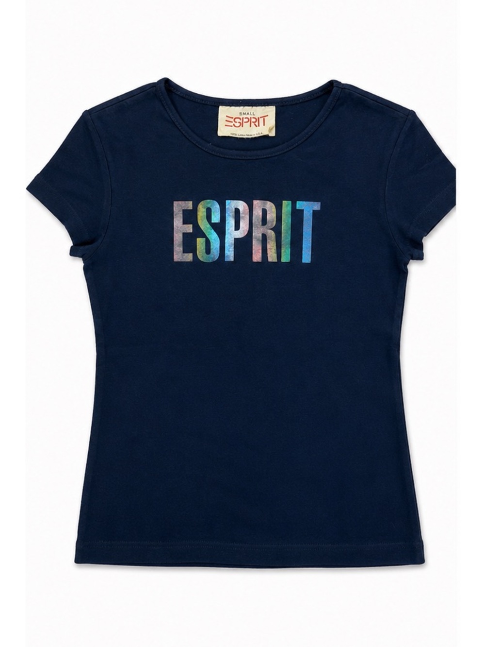 Vintage Esprit Rainbow Logo T-Shirt | 90s Black Graphic Tee | Made in USA | Wome